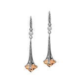 AE-1175-CT Sterling Silver Elegant Dangle Earrings With Citrine Q. Jewelry Bali Designs Inc